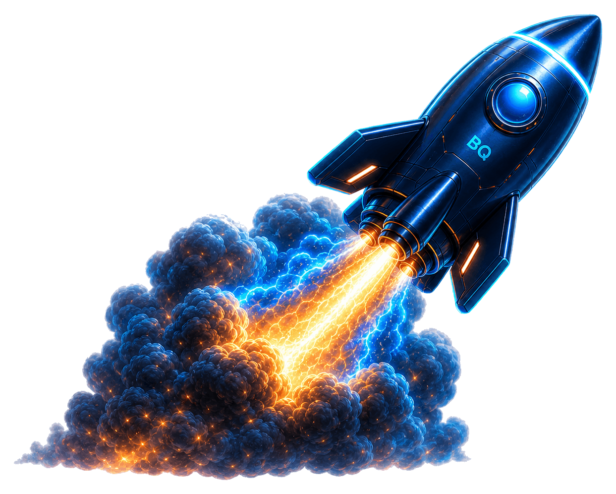 Rocket taking off — Buckle Quick hero illustration